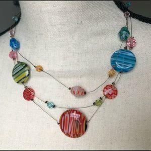 Murano glass bead illusion 3 strand necklace brand You & I